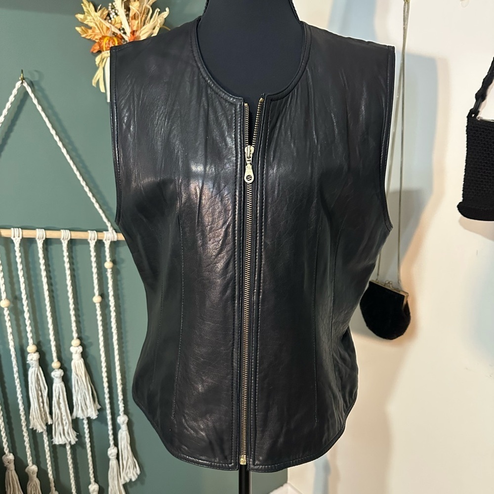 Vintage Black Lord & Taylor Leather Women's Vest